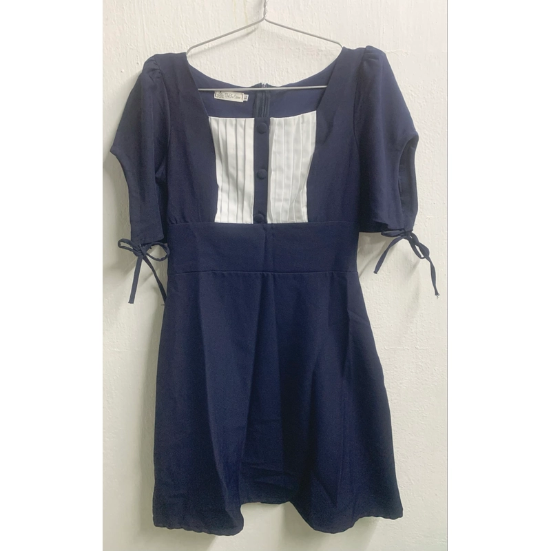 Đầm suông phối tay thắt nơ 550701