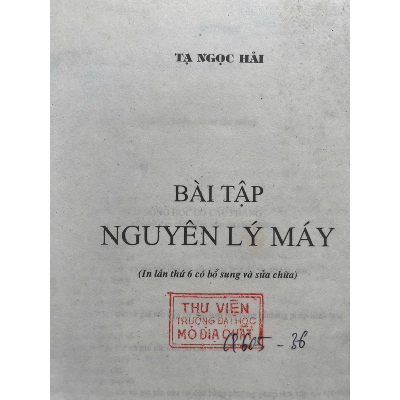 BÀI TẬP NGUYÊN LÝ MÁY 534069