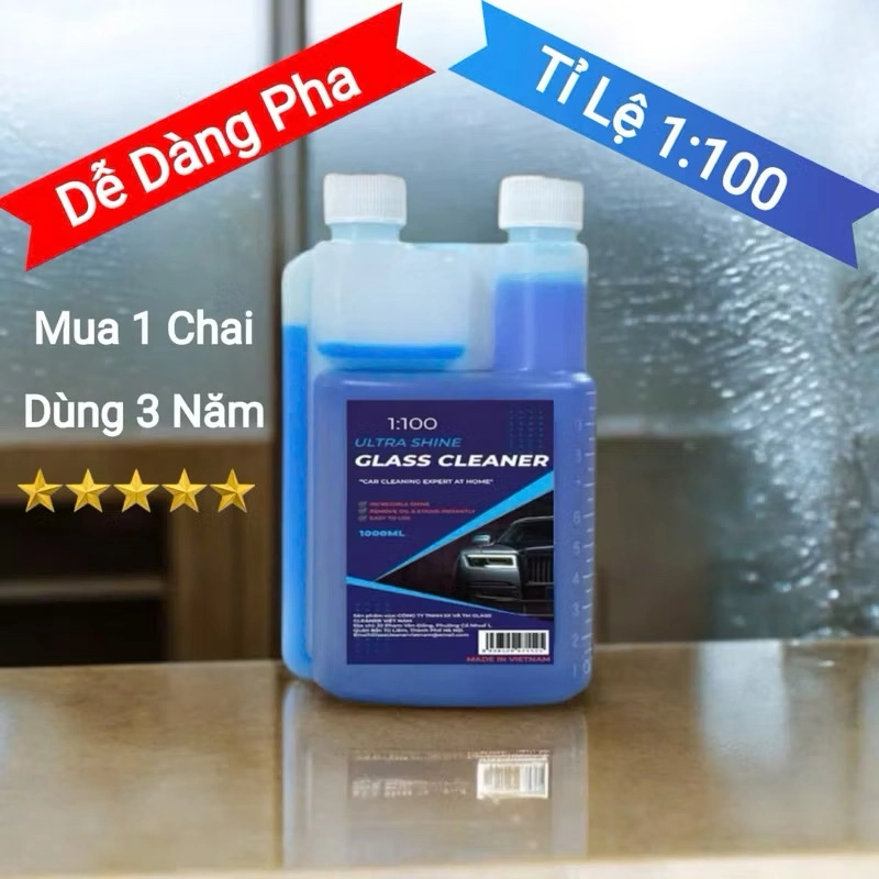 Nước Rửa Kính Ô Tô Chuyên Dụng GLASS CLEANER 1Lít,Tỉ Lệ Pha 1:100 Tiết Kiệm 452646