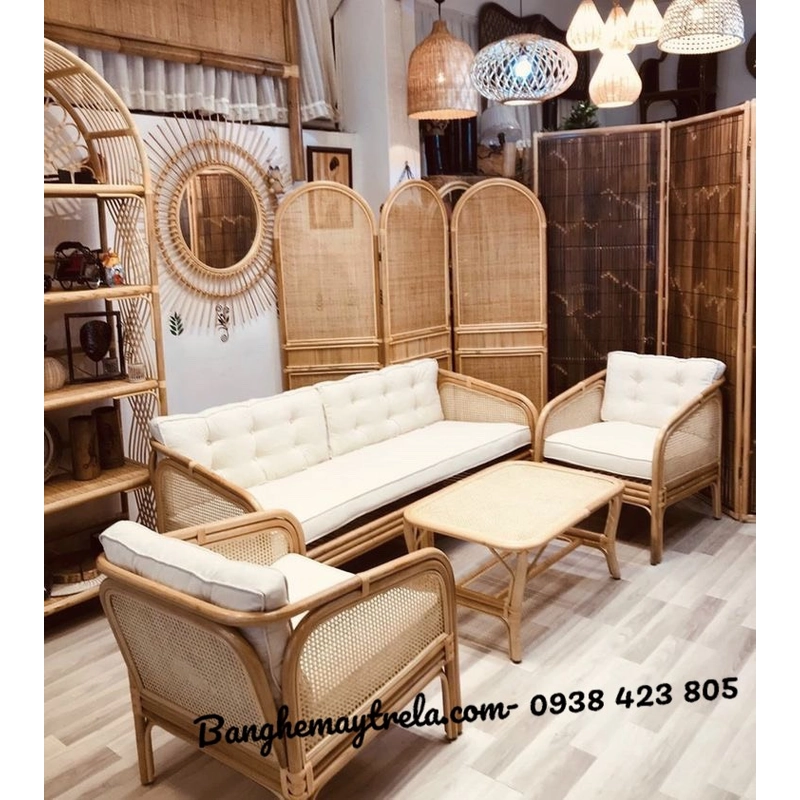Bàn ghế sofa mây phòng khách hiện đại HCM 527052