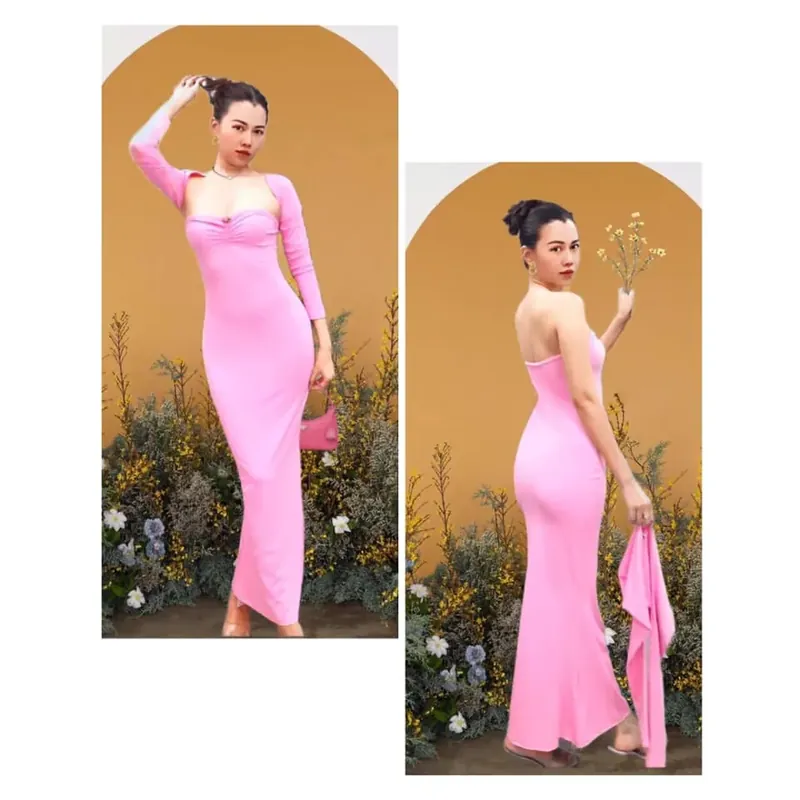 Set đầm ống & Áo khoác - size S và M - chất thun lạnh  - mới 95% - không lỗi  701097