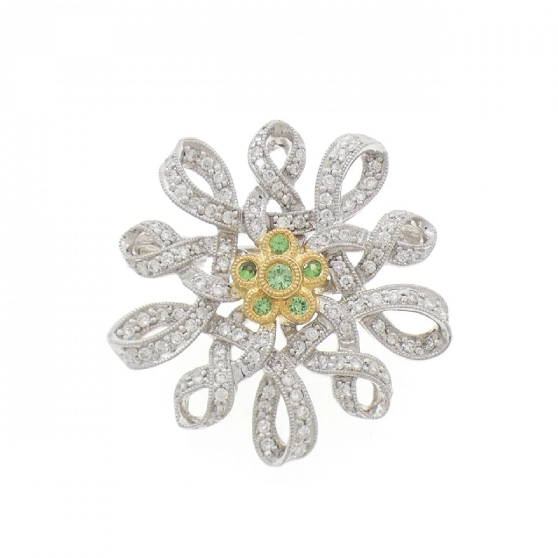 K18WG/K18YG Ngọc lục bảo xanh Brooch - Hàng hiệu Chính hãng 872189