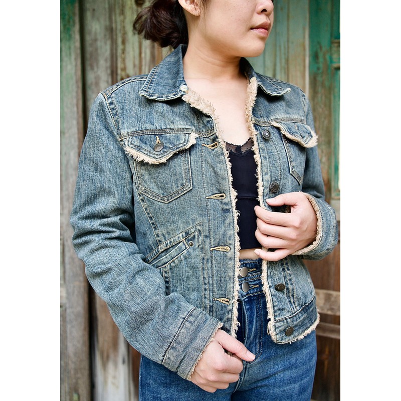 Khoác jeans iDenim lót lông mịn 80050