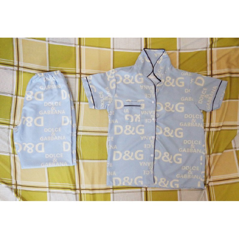 Bộ đồ pijama nữ ngắn tay chất vải kate họa tiết D&G 18821