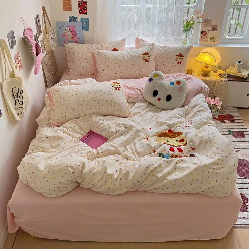 Chăn ga cotton đũi mềm hoạ tiết thêu 469579