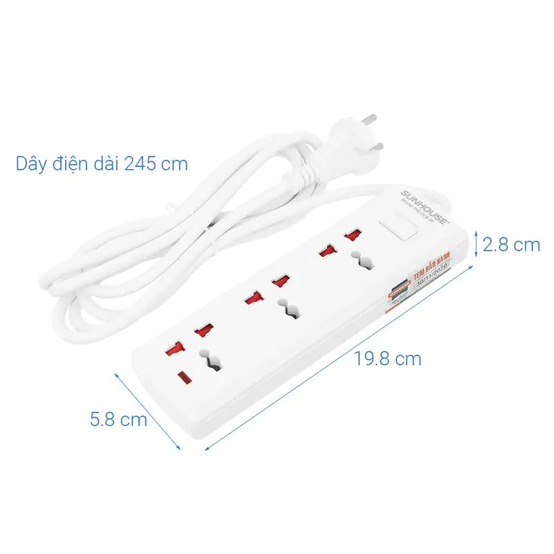 Ổ cắm Sunhouse 3 ổ 713780