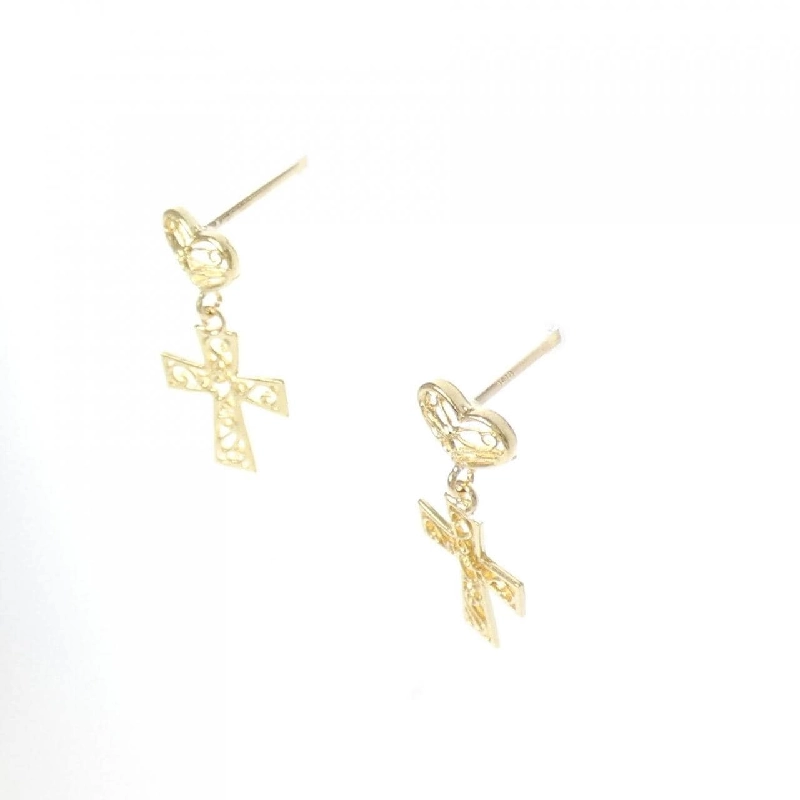 K18YG Bông tai hình trái tim × chữ thập - Hàng hiệu Chính hãng 876773