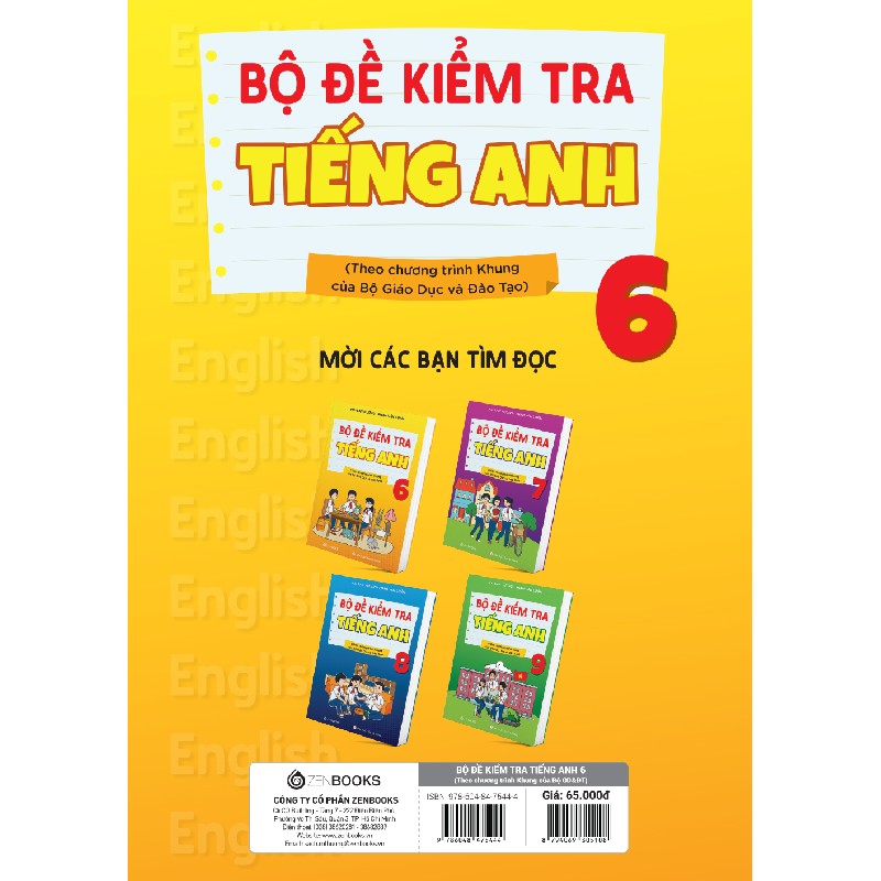 Bộ Đề Kiểm Tra Tiếng Anh 6 (Theo Chương Trình Khung Của Bộ Giáo Dục Và Đào Tạo) - Mai Lan Hương, Phạm Văn Luận 147536