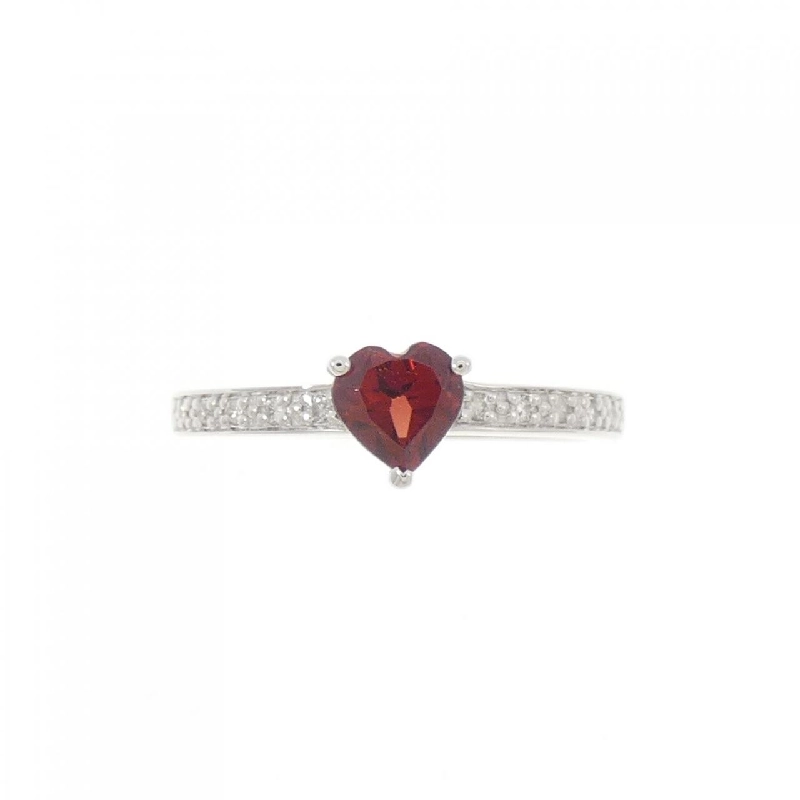 Nhẫn Garnet 750WG hình trái tim 671088