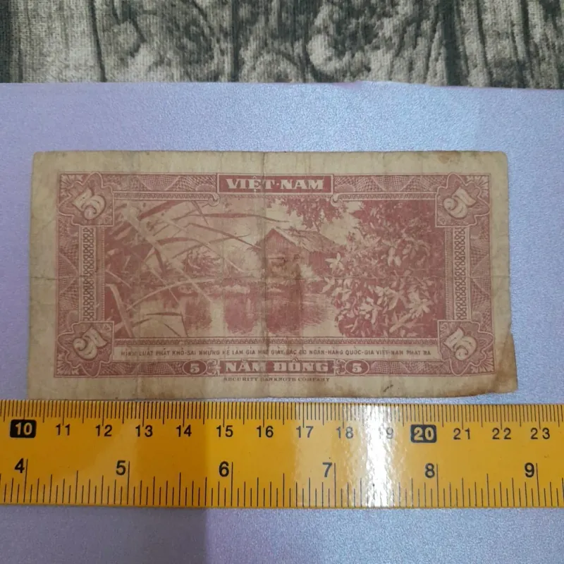 Tờ tiền 5 Đồng - Ngân hàng QGVN số series 759055 748753