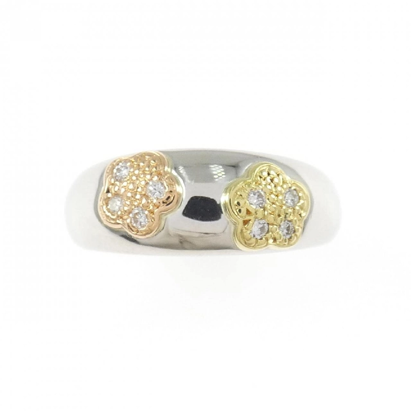 Nhẫn kim cương hoa PT900/K18YG/K18PG 0.08CT - Hàng hiệu Authentic 848294