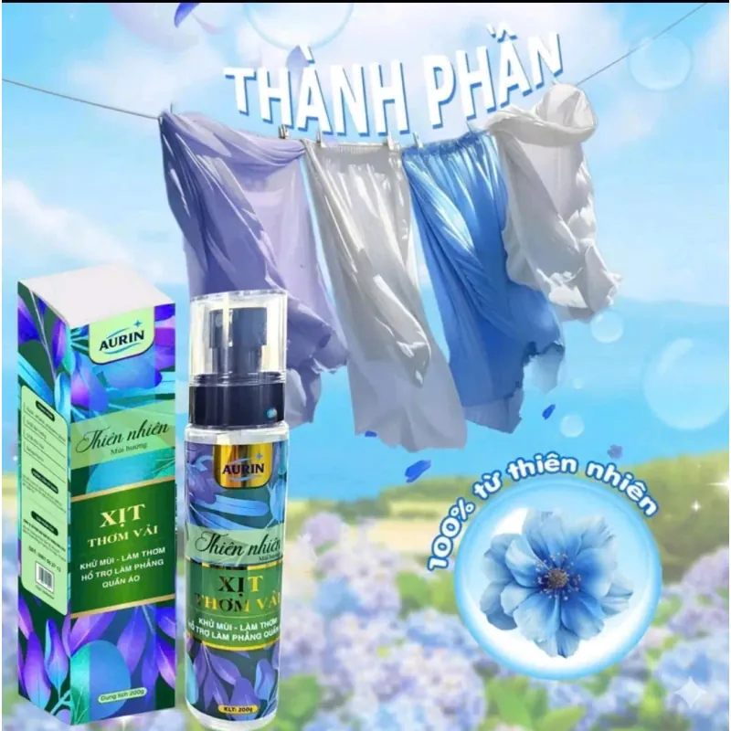 Nước Xịt Thơm Vải AURIN chai 200g Hương Thiên Nhiên Giúp Làm Thơm, Khử Mùi Âm Mốc Hiệu Quả 1025411