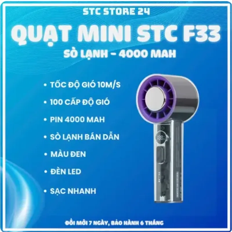 Quạt cầm tay có sò lạnh tích điện 100 cấp độ gió, pin trâu 4000mAh 991854