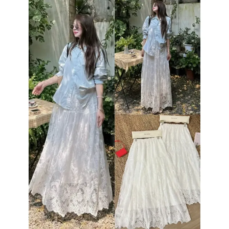 CHÂN VÁY REN DÀI 95CM VẠT NHỌN 3 TẦNG HOA SIÊU XÒE CHÂN VÁY DÀI ĐI BIỂN 1004381
