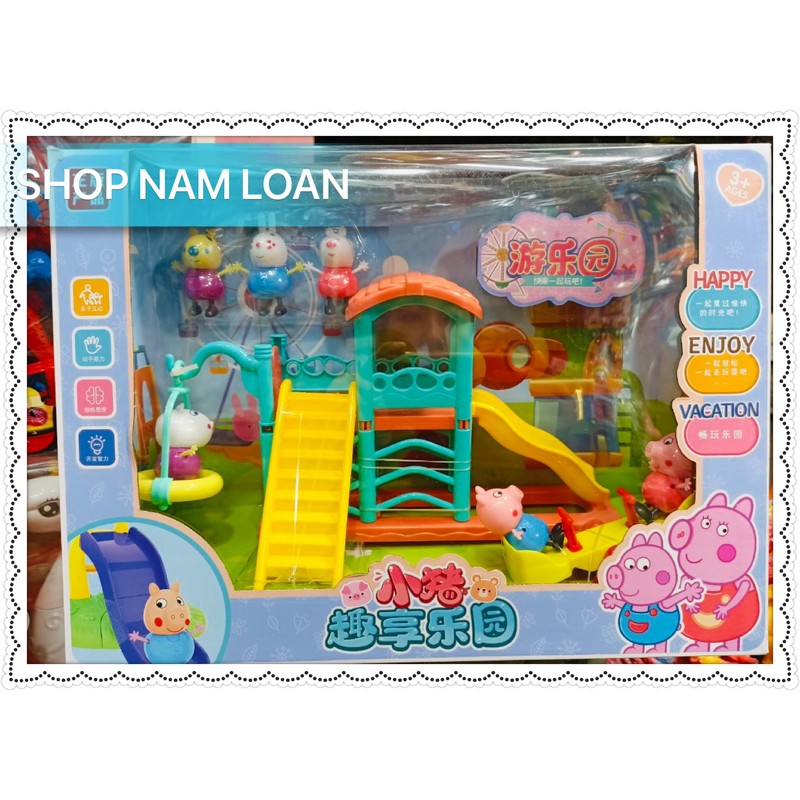 Đồ chơi mô hình khu vui chơi của heo peppa và các bạn 7531 có cầu trượt, bập bênh 164213