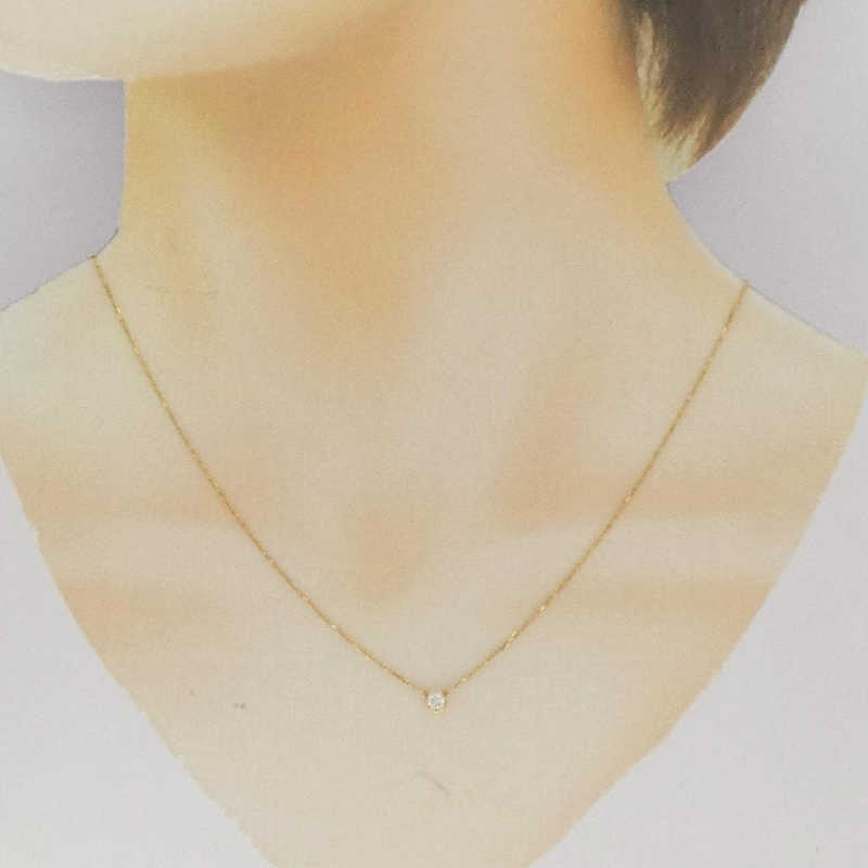 K18YG Solitaire Dây chuyền kim cương 0.10CT - Hàng hiệu Chính hãng 861797