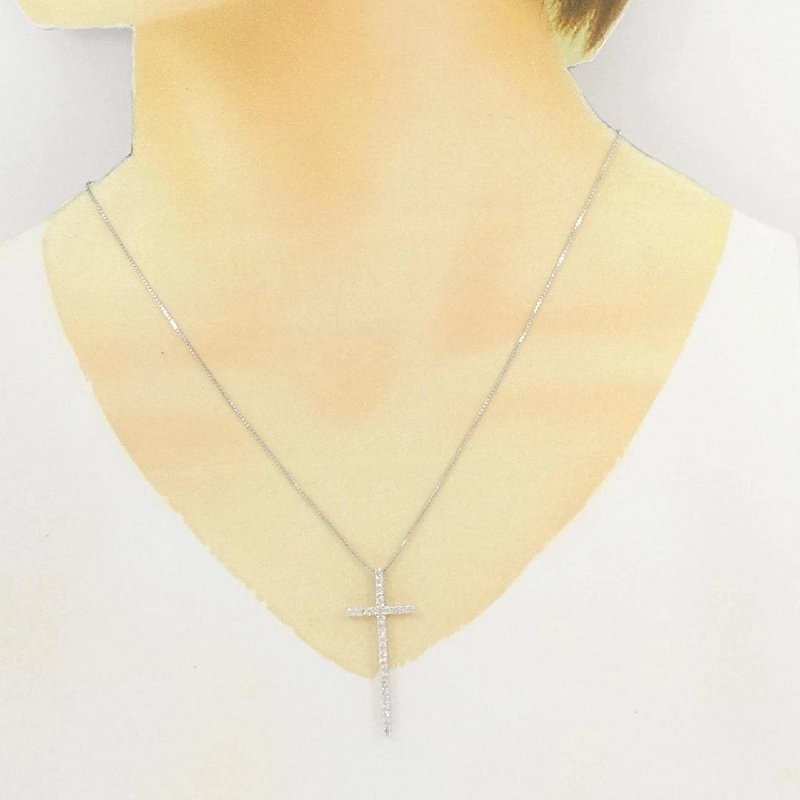 K18WG Dây chuyền kim cương chéo 0.56CT - Hàng hiệu chính hãng 858140