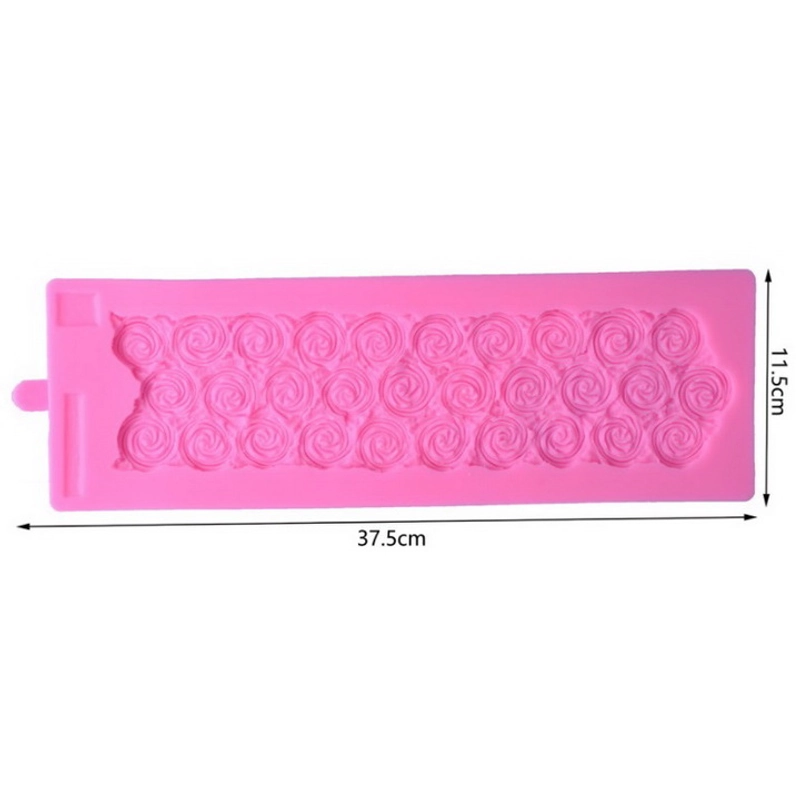 Khuôn silicon làm viền bánh, rau câu, fondant 30 hoa hồng xoáy - Mã số 1072 338149