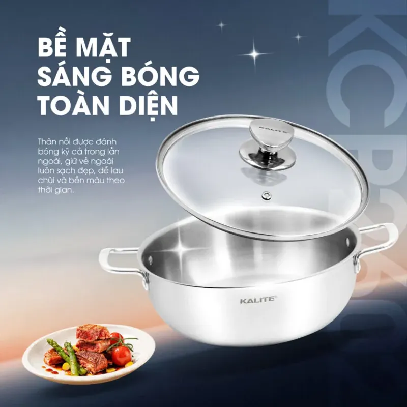 Nồi inox liền khối cao cấp đa năng KALITE KCP2602 – Size 26cm, hiệu suất bắt từ 98% 782521