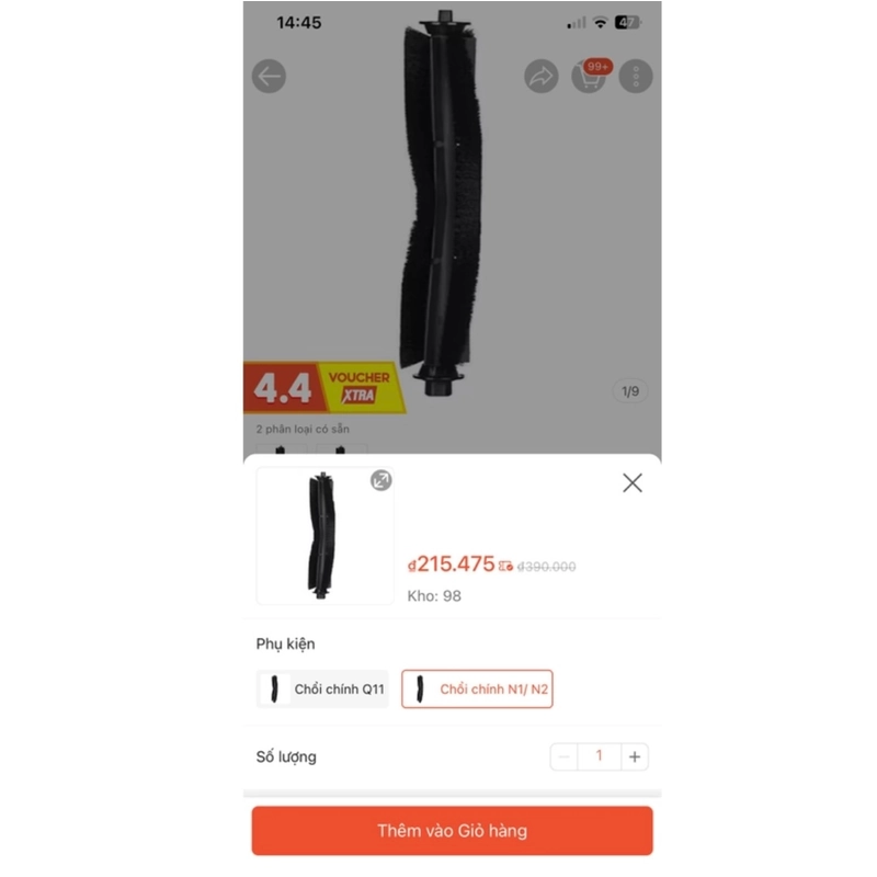 Combo chổi chính và chổi cạnh neabot n2 lite 499502