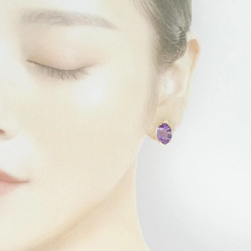 K18YG Amethyst Bông tai - Hàng hiệu Chính hãng 871909