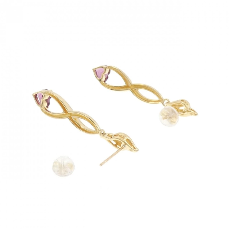 K18YG Bông tai Garnet hình trái tim - Hàng hiệu Chính hãng 871498