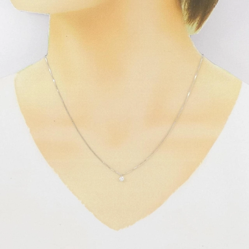 K18WG Solitaire Dây chuyền kim cương 0.10CT - Hàng hiệu Chính hãng 863244