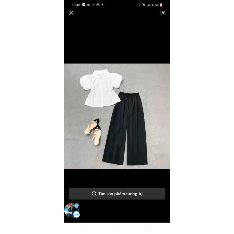 Sét áo sơ mi tay phồng tiểu thư kèm quần ống rộng  1021808