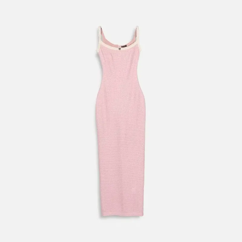 Đầm nữ bodycon midi màu pastel phối ren thắt dây vai phù hợp đi làm, dự tiệc 801049