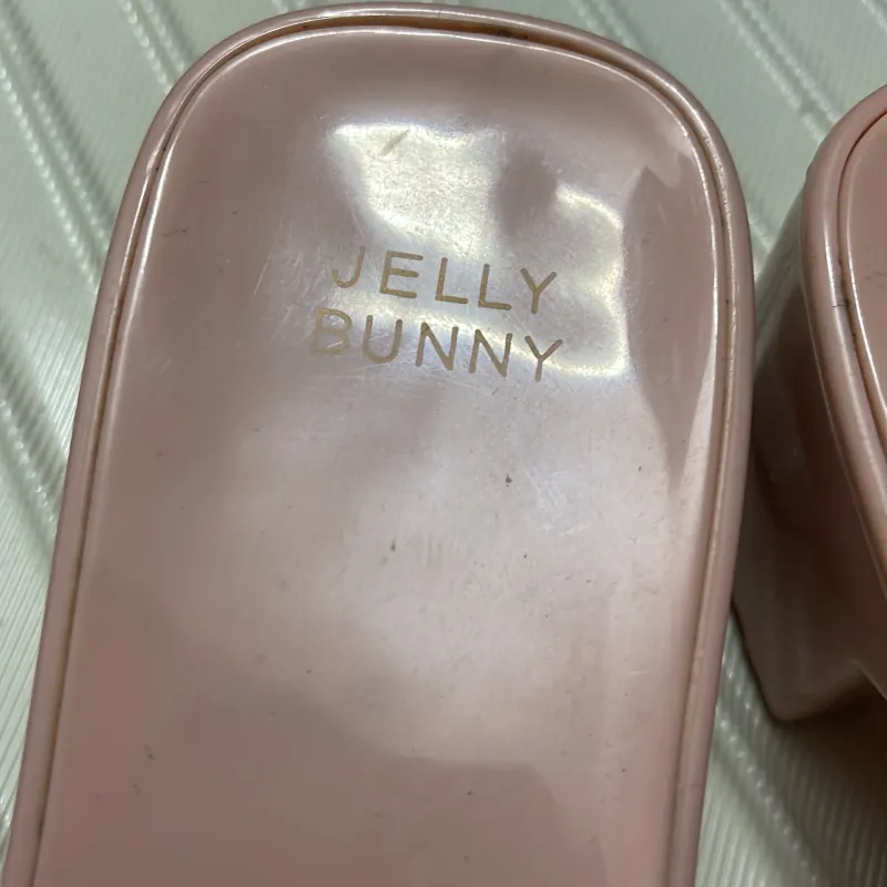 Dép hiệu Jelly Bunny cao gót su nguyên khối màu hồng phấn 931237