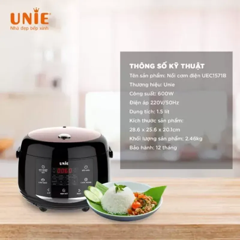 🍚 UNIE UEC1571B – Nồi cơm điện đa năng 16 chức năng, cơm ngon chuẩn vị! 709534