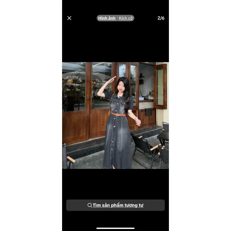 Váy jean khuy trước cổ sơ mi nữ 698030