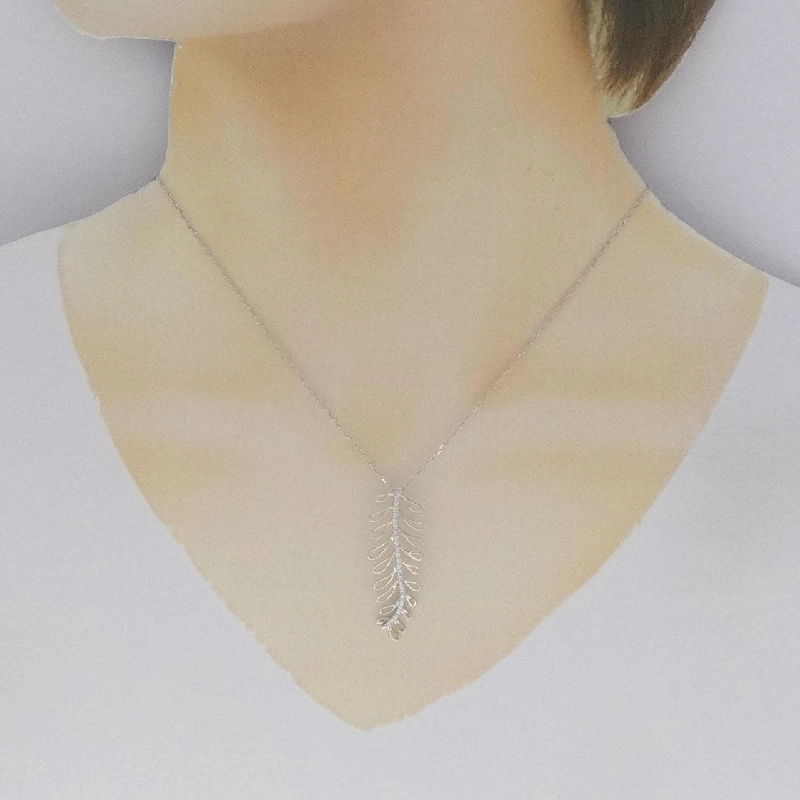 Dây chuyền kim cương 750WG/K18WG hình lông vũ 0.15CT - Hàng hiệu Authentic 864131