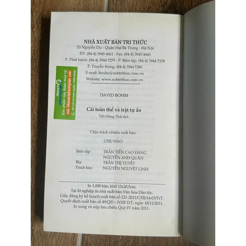 Cái Toàn Thể Và Trật Tự Ẩn - David Bohm (Hiếu Tân dịch, NXB Tri Thức) 731610