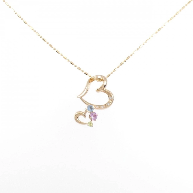 K18PG Mặt Dây Chuyền Hình Trái Tim Đá Màu - Hàng hiệu Chính hãng 858961