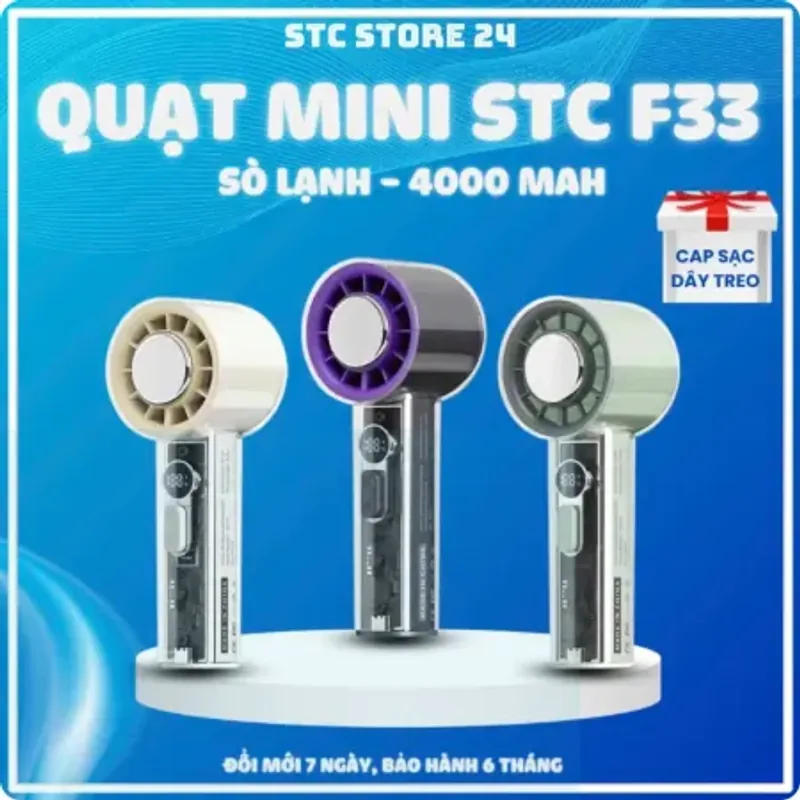 Quạt cầm tay có sò lạnh tích điện 100 cấp độ gió, pin trâu 4000mAh 991854