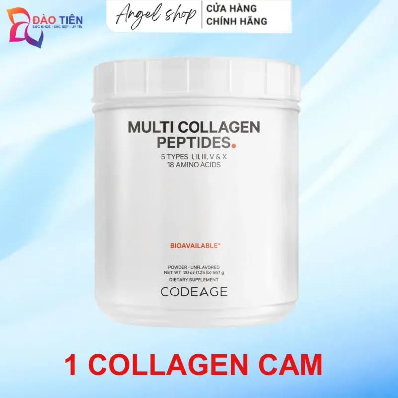 (Hàng CTY mới) Bột Collagen Multi Collagen Codeage Mỹ 567g thủy phân 5 tuýp 738733