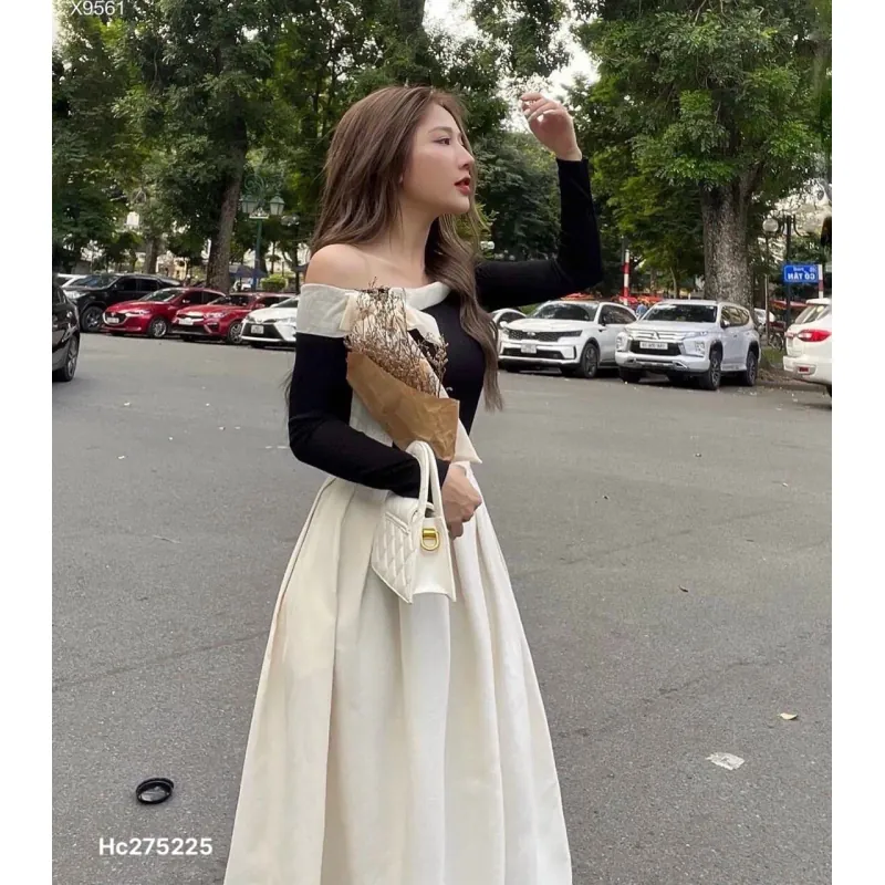 Đầm trễ vai dáng xoè size S, hàng mới, phom nhỏ 968789