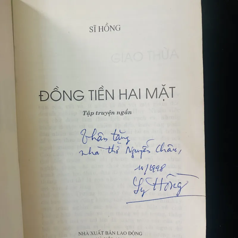 ĐỒNG TIỀN HAI MẶT - SĨ HỒNG- có chữ ký tác giả 380047