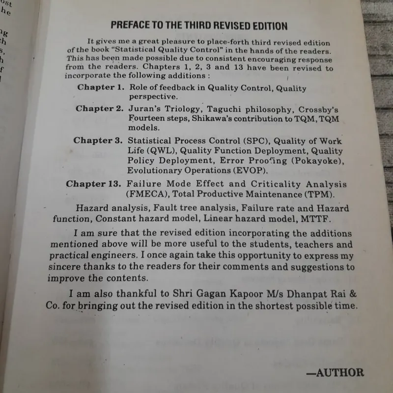 Sách ngoại văn tiếng Anh-Statistics Quality Control . M. Mahajan. Revised Ed 2005. Delhi 655180