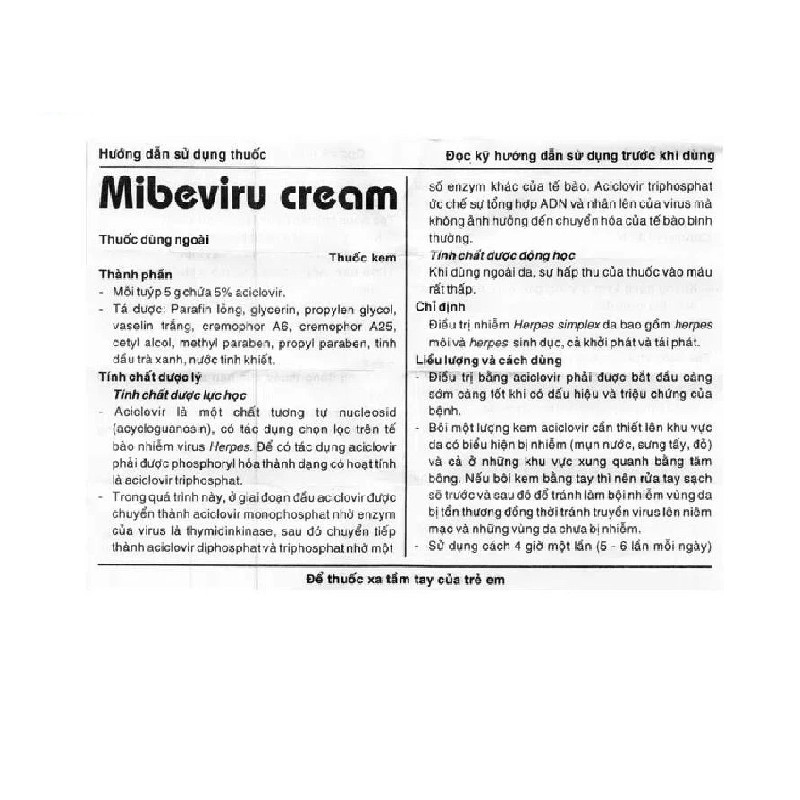 Thuốc bôi Mibeviru Cream 17035