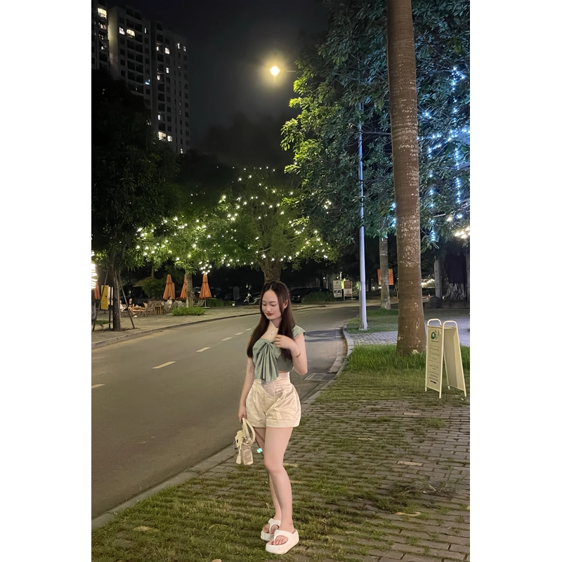 Set quần đùi tafta, mix áo nơ 530469
