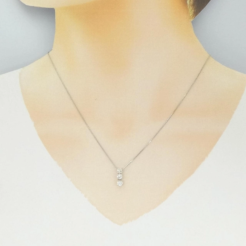 Dây chuyền kim cương ba viên PT900/PT850 0.53CT - Hàng hiệu Authentic 858509