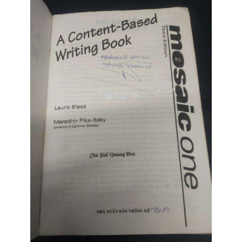 A content based grammar - Mosaic one 2001 mới 60% ố vàng có viết HCM2504 chuyên môn ngoại ngữ 138137