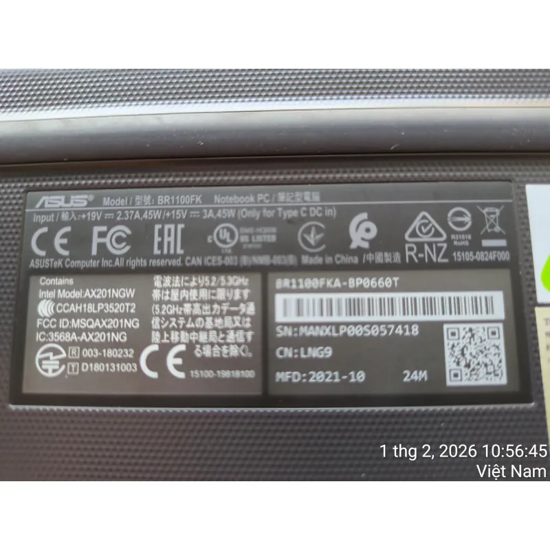 Laptop Asus BR1100FKA N6000/4GB/128GB/Touch/Win11 (BP0660T) - Đen/Xám đậm (Dark Grey) 790931