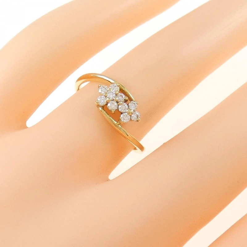 【Sản phẩm mới】Nhẫn kim cương K18YG hình hoa 0.20CT 673256