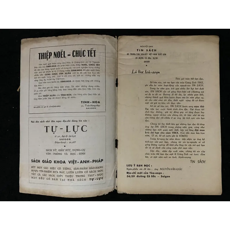 nguyệt san Tin Sách, số đặc biệt (Số 6 - Tháng 12/1962), do Trung tâm Văn bút Việt Nam 1024344