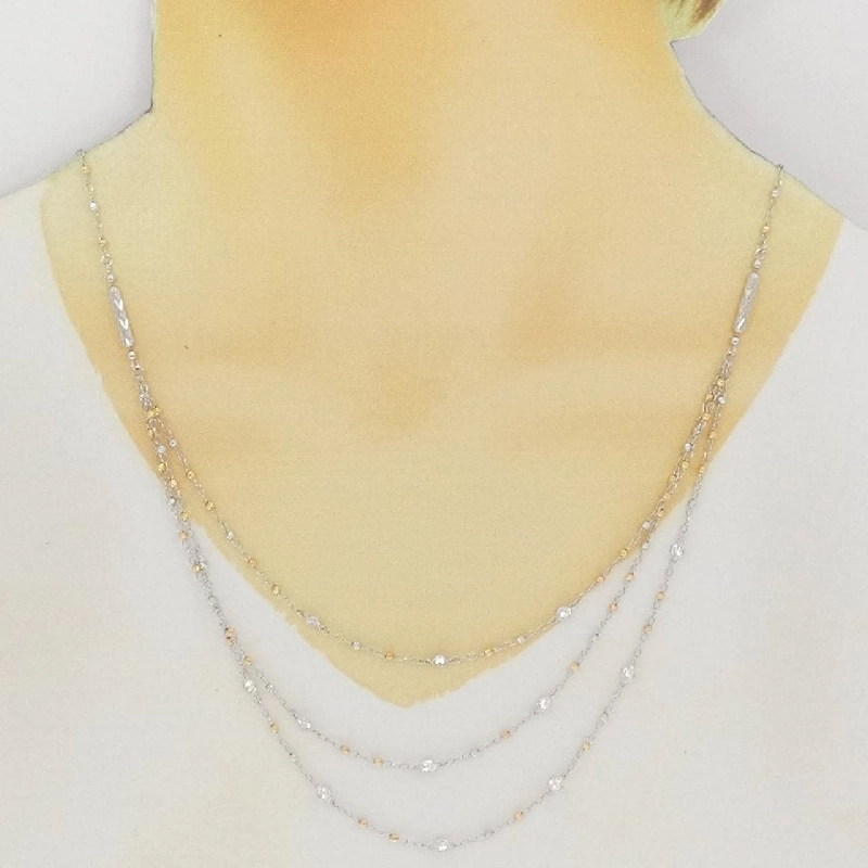 Dây chuyền kim cương ba màu K18 1.50CT - Hàng hiệu Authentic 848014