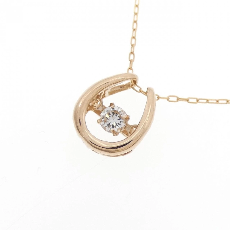 K18PG Nhẫn móng ngựa kim cương dây chuyền 0.08CT - Hàng hiệu Chính hãng 858903