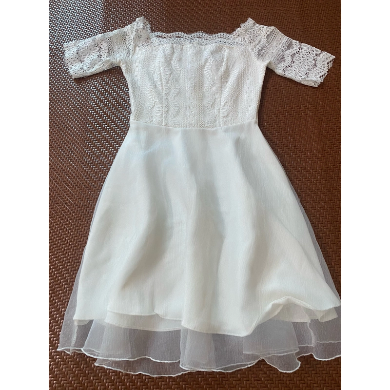 Đầm trắng phối ren 2 lớp size S  váy đầm dự tiệc trắng  523470